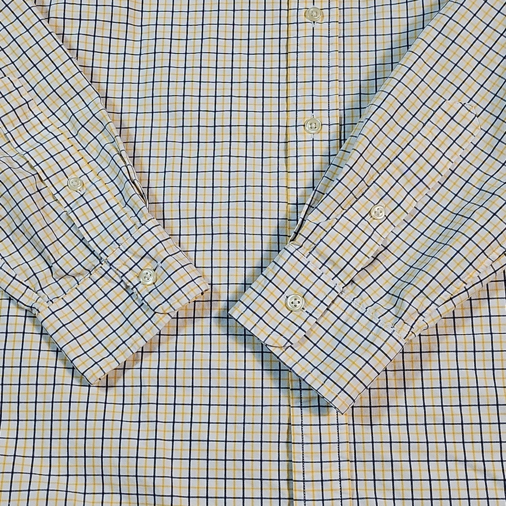 Ralph Lauren 100% Cotton Yellow Navy Check Plaid Long Sleeve Button Down Shirt - Picture 7 of 14